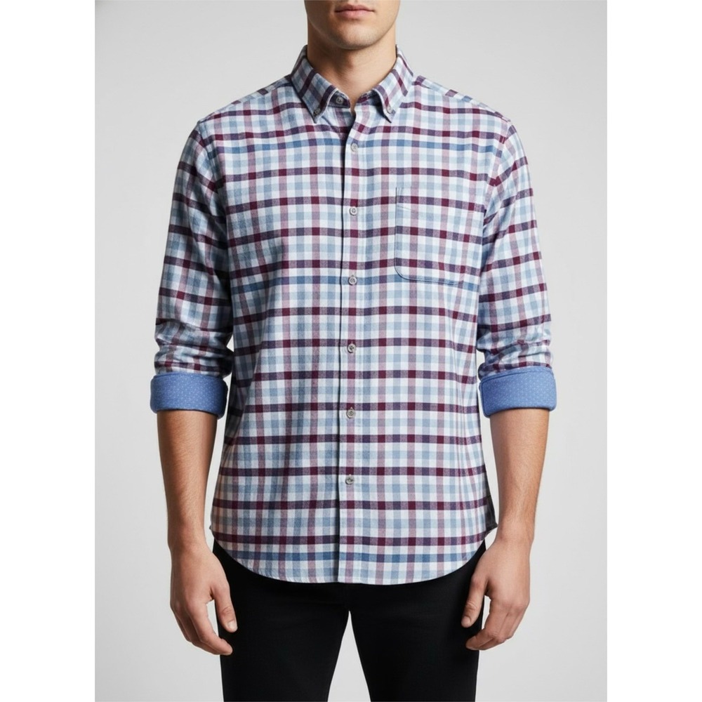 Tommy Bahama Men's, Rancho Via Check Long Sleeve Shirt, LT Sky,‎ M